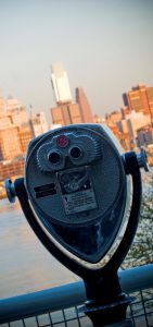 25 cent binoculars to view philly skyline from observation deck