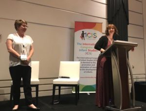 Lisa Oakes, President Elect, and Rachel Barr, accepting Posthumous Contribution Award on behalf of the family of Carolyn Rovee-Collier