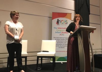 Lisa Oakes, President Elect, and Rachel Barr, accepting Posthumous Contribution Award on behalf of the family of Carolyn Rovee-Collier